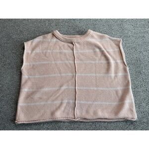 Universal Thread Peach White Striped Knit Sweater Vest Sleeveless Crew Neck L